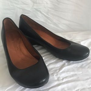 Gentle Souls Black Leather Wedges Size 8